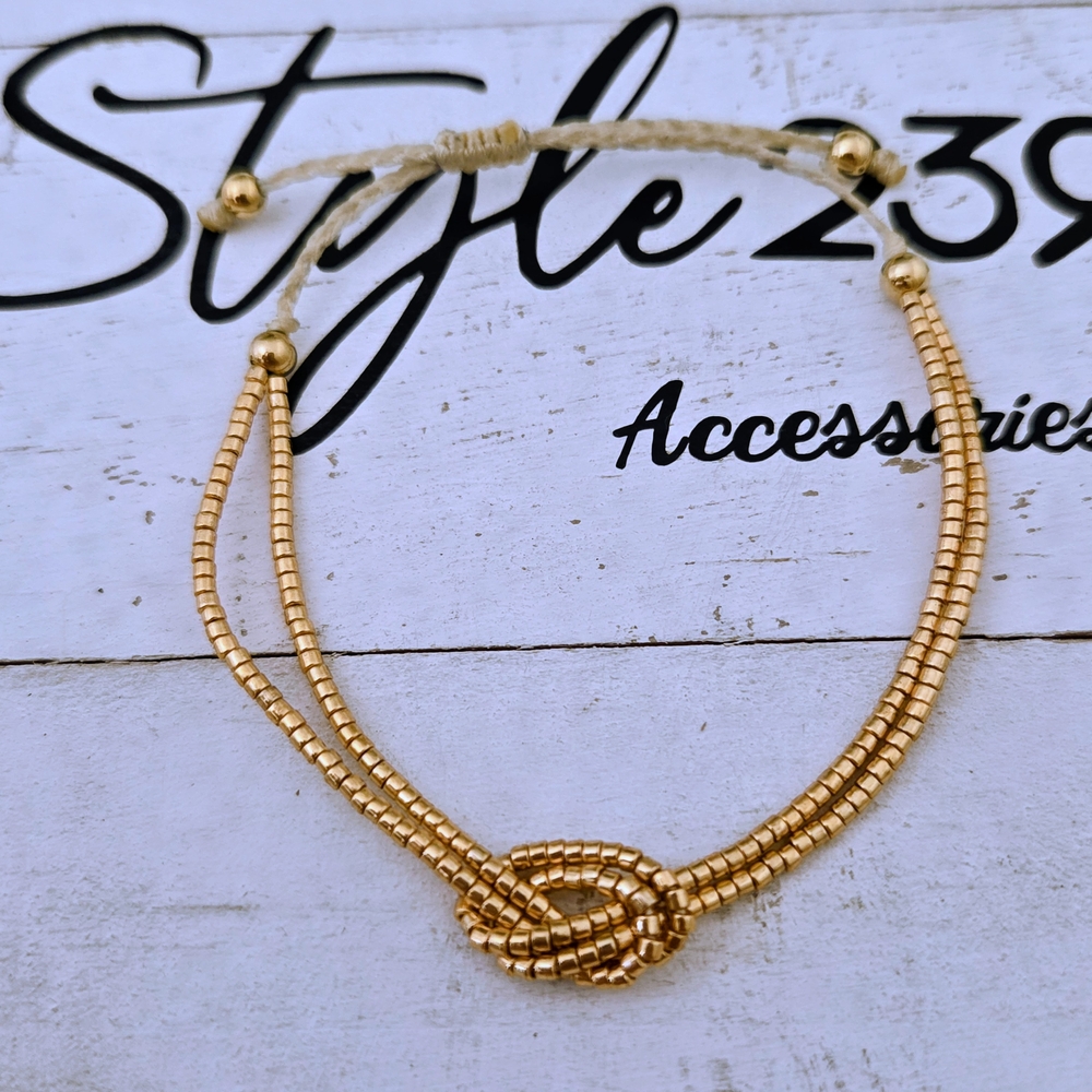 Miyuki Gold Knot Adjustable Bracelet